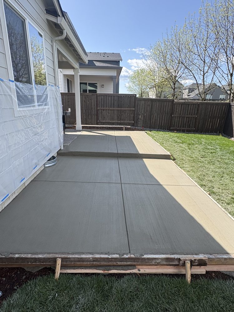 New patio and step-down along the side of the house