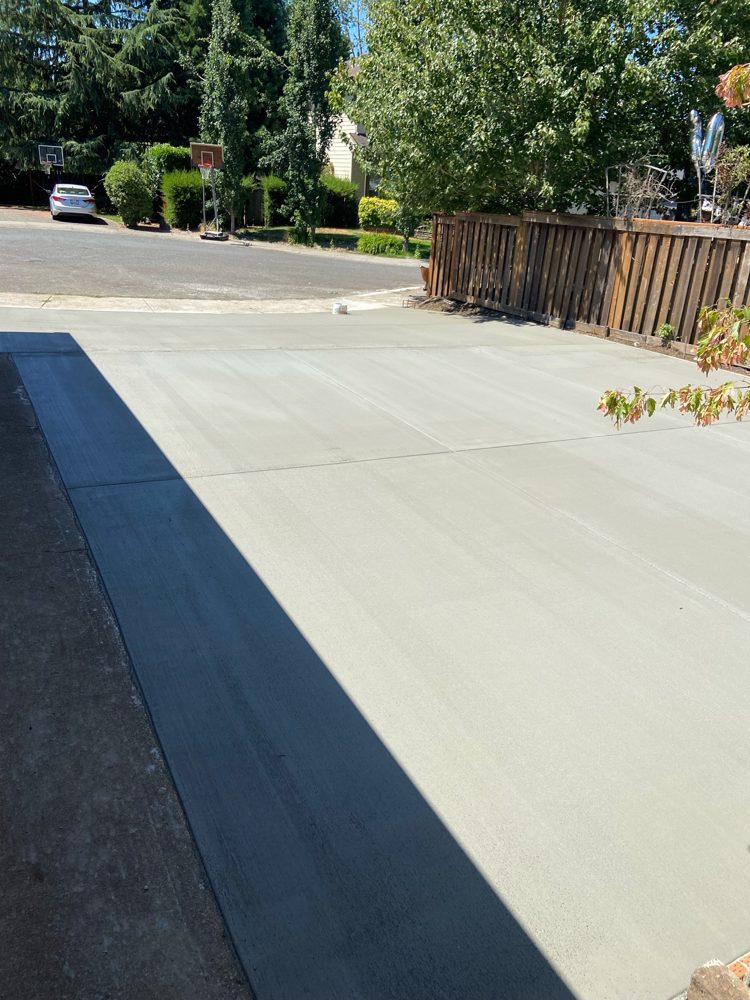 New driveway from the garage looking out to the street