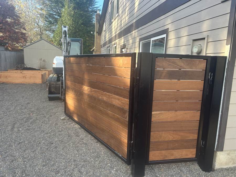 Steel-framed hardwood drive gate