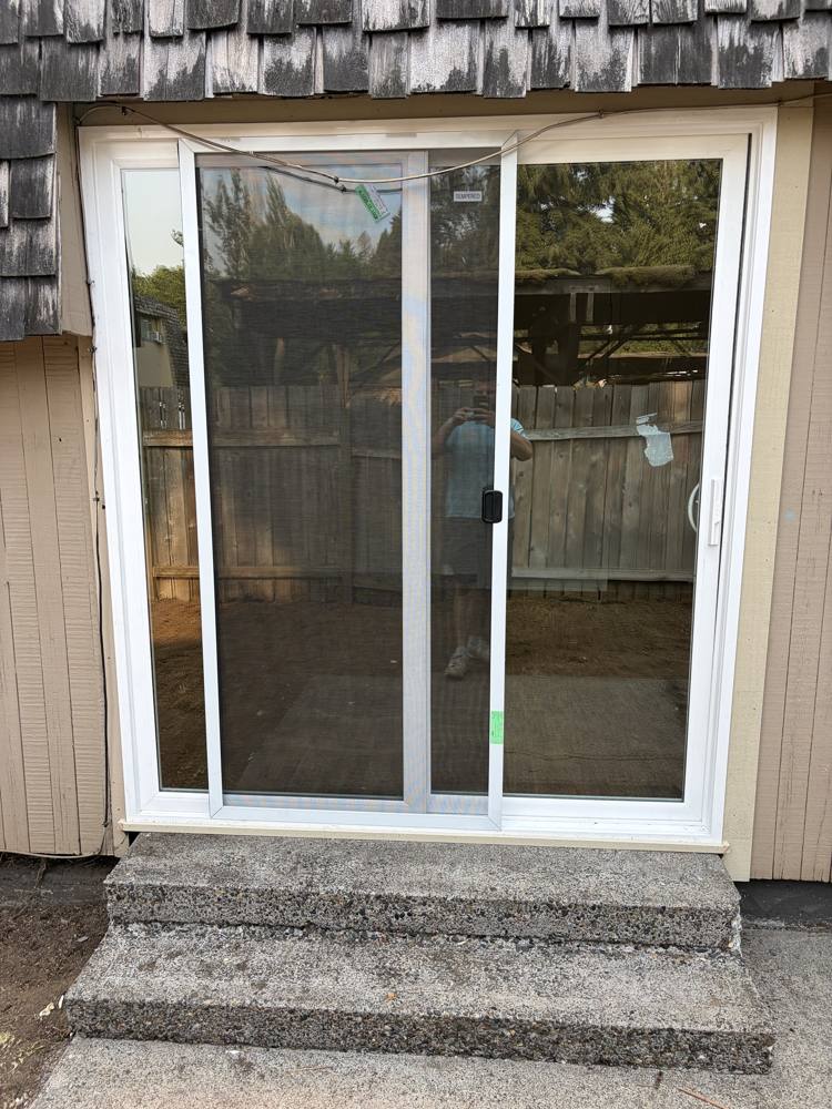 New sliding patio door, exterior view