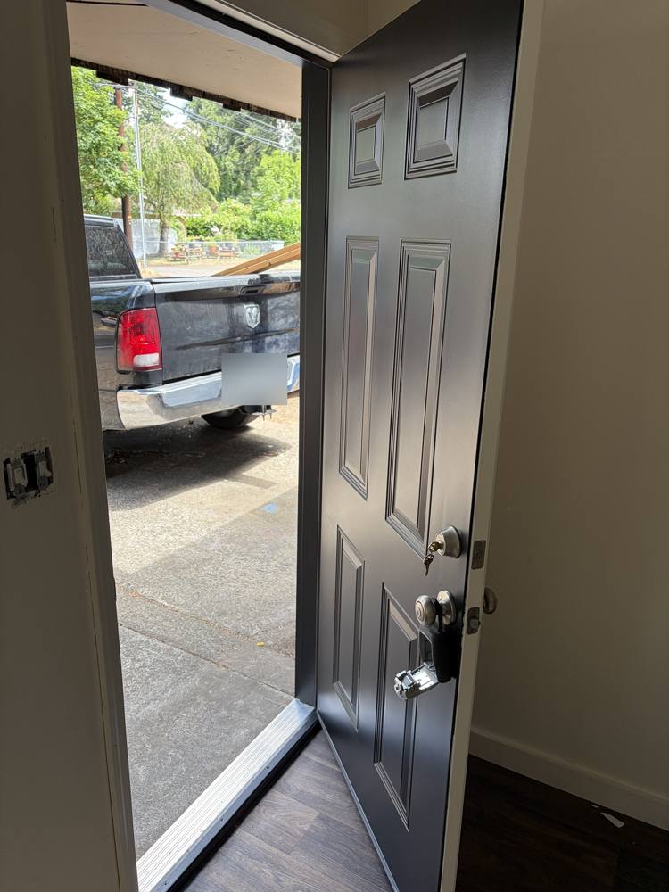 New entry door open, interior view